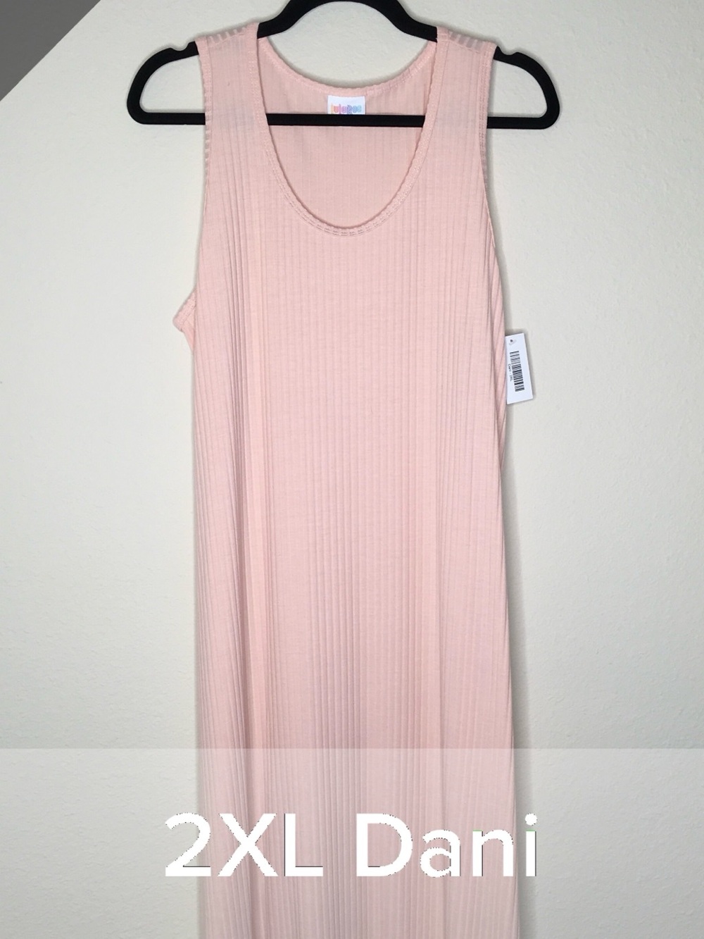 LuLaRoe Dani Ribbed Tank Maxi Dress - Light Pink 2XL